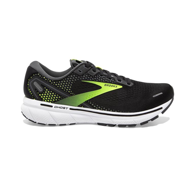 Brooks GHOST 14 Cushioned Road Running Shoes Mens Canada - Black/Pearl/Nightlife/Green Yellow (YCN61